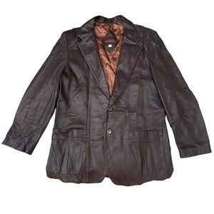 Vintage Nordstrom Brown Leather Blazer Coat